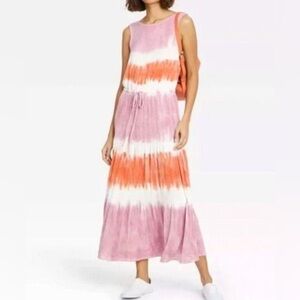 Knox Rose Women's Tie-Dye Maxi Dress Purple Orange SizeM Boho